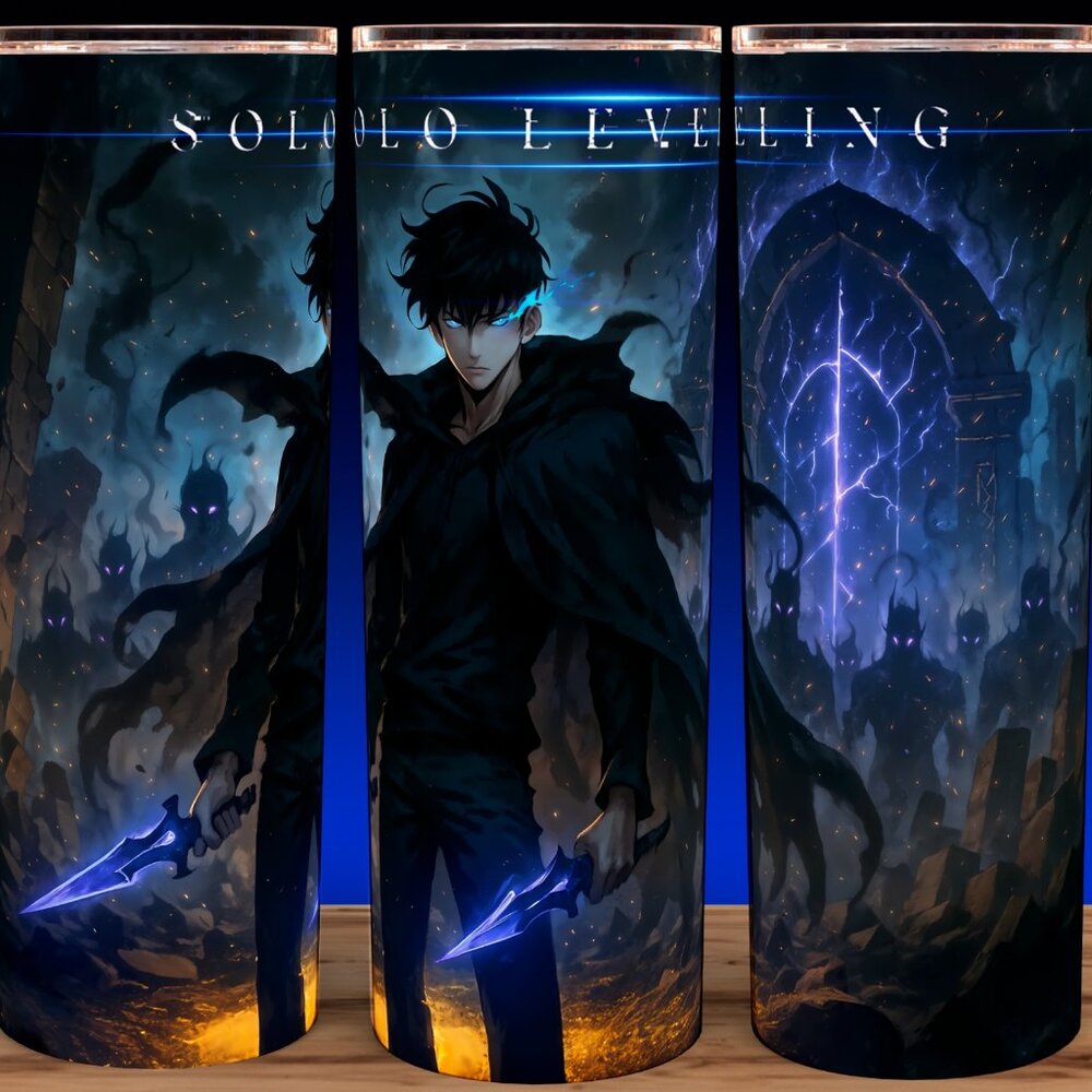 Solo Leveling Sung Jinwoo and Shadows Anime Cup Mug Tumbler 20oz